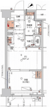 ハーモニーレジデンス神楽坂ヒルズセカンド 411 間取り図