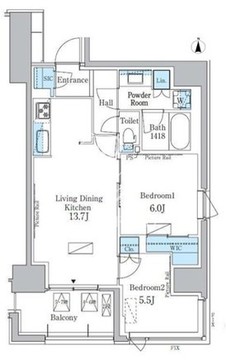 パークアクシス新宿百人町 703 間取り図