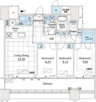 パークコート文京小石川ザタワー 1311 間取り図