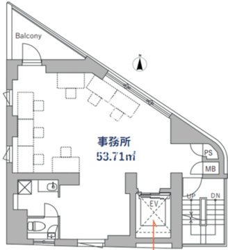 グランデュオ内藤町 3F事務所 間取り図