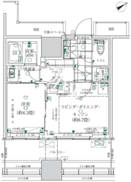 ローレルタワールネ浜松町 405 間取り図