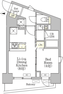 ラペルラ高輪 802 間取り図