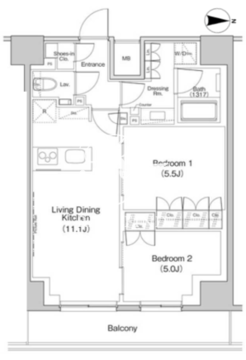 ザ・パークハビオ中野富士見町ガーデン 1402 間取り図