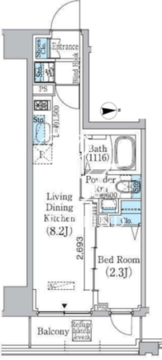 プライムブリス東中野駅前 1102 間取り図