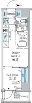 プライムブリス東中野駅前 203 間取り図