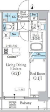 プライムブリス新宿上落合 602 間取り図