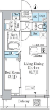 プライムブリス新宿上落合 403 間取り図