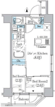 プライムブリス新宿上落合 401 間取り図