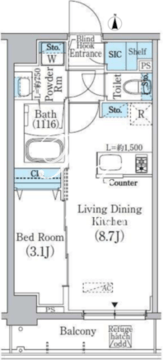 プライムブリス新宿上落合 303 間取り図