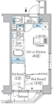 プライムブリス新宿上落合 301 間取り図