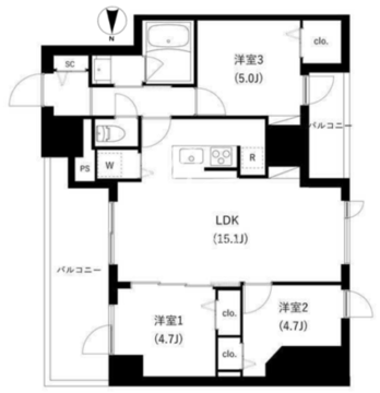 WHARF駒込 601 間取り図