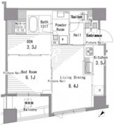 パークアクシス日本橋浜町 801 間取り図