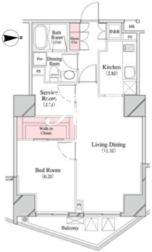 パークキューブ八丁堀 407 間取り図