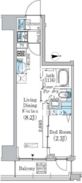 プライムブリス東中野駅前 502 間取り図