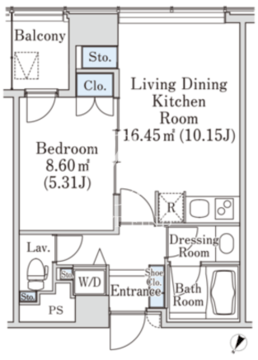 プラティーヌ新宿新都心 1503 間取り図