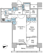 レジディアタワー目黒不動前 607 間取り図