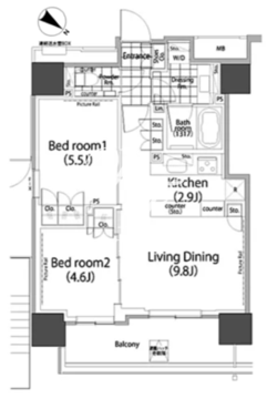 パークハビオ赤坂タワー 1901 間取り図