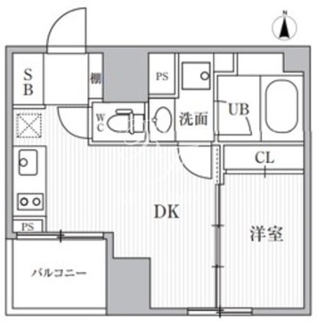 カバナプラス新富町 204 間取り図