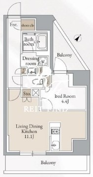 クロスレジデンス高田馬場 1412 間取り図