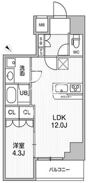 コンフォリア・リヴ千住 1302 間取り図