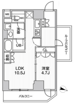 コンフォリア・リヴ千住 1202 間取り図