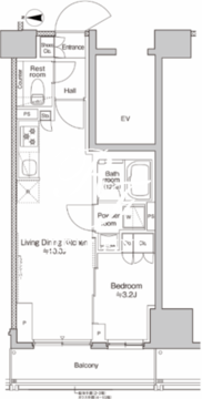 プラウドフラット本郷三丁目 1402 間取り図