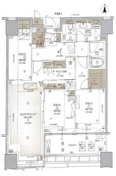 白金ザ・スカイ E-32階80.82㎡ 間取り図