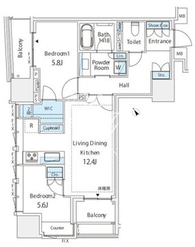 ミレアコート銀座プレミア 303 間取り図