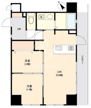 ワンルーフフラット西早稲田 1103 間取り図