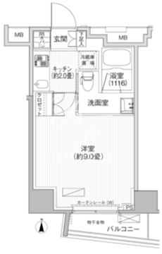 コスモグランス南品川 208 間取り図