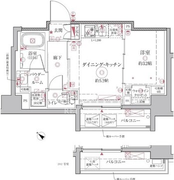 クレイシアIDZ王子アーバンヒルズ 202 間取り図