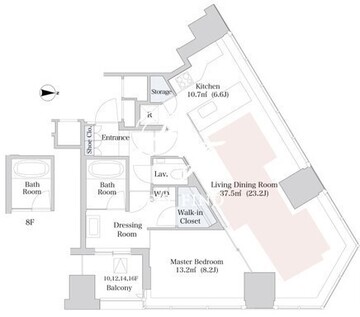 セントラルパークタワー・ラ・トゥール新宿 1624 間取り図