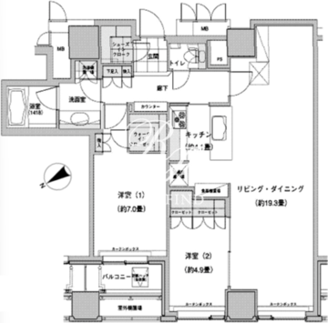 ウエストパークタワー池袋 2402 間取り図