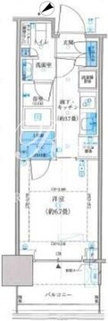 パークタワー勝どき M-14階25.05㎡ 間取り図