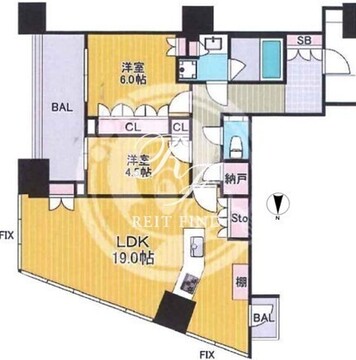 パークタワー勝どき S-4713 間取り図