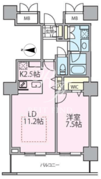 ロイヤルパークスタワー南千住 2502 間取り図