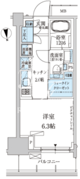 パークアクシス上野三丁目 503 間取り図