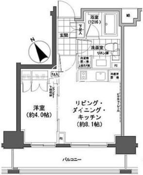 パークハビオ人形町 405 間取り図