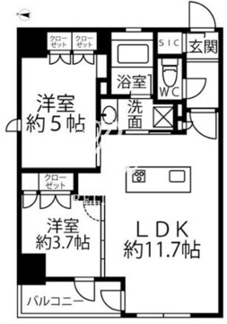 クリオラベルヴィ新富町 401 間取り図