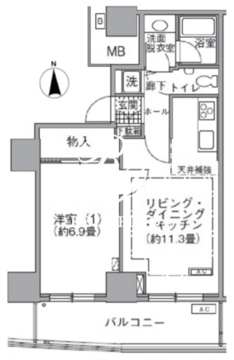 アクティ汐留 3609 間取り図