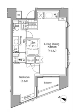 パークハビオ赤坂氷川町 401 間取り図