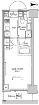 プラウドフラット門前仲町5 602 間取り図