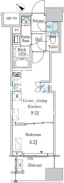 レガシス中目黒 705 間取り図