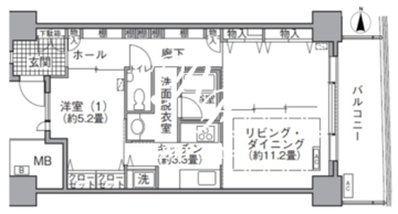 アクティ汐留 1306 間取り図