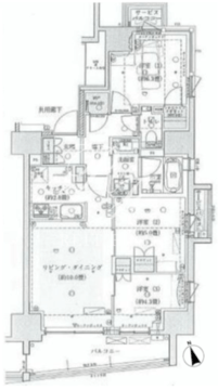 リビオ神楽坂 6階64.60㎡ 間取り図