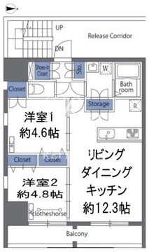 ロクシス日暮里 402 間取り図