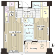 パークアクシス恵比寿 712 間取り図