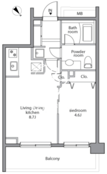 レジディア赤坂 307 間取り図