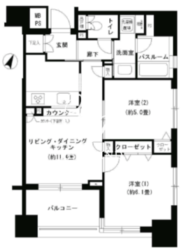 パークキューブ市ヶ谷 302 間取り図