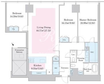 ラ・トゥール新宿ファースト 2505 間取り図